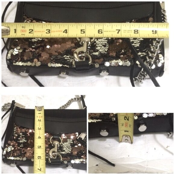 Rebecca Minkoff NEW Sequinned Mini Mac Leather Canvas Crossbody Shoulder Bag Zip - Picture 16 of 16